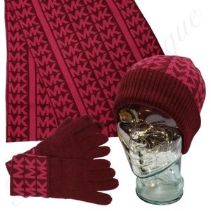MICHAEL Michael Kors Hat, Scarf & Gloves 3 Piece Set Monogramed Knit Gift
